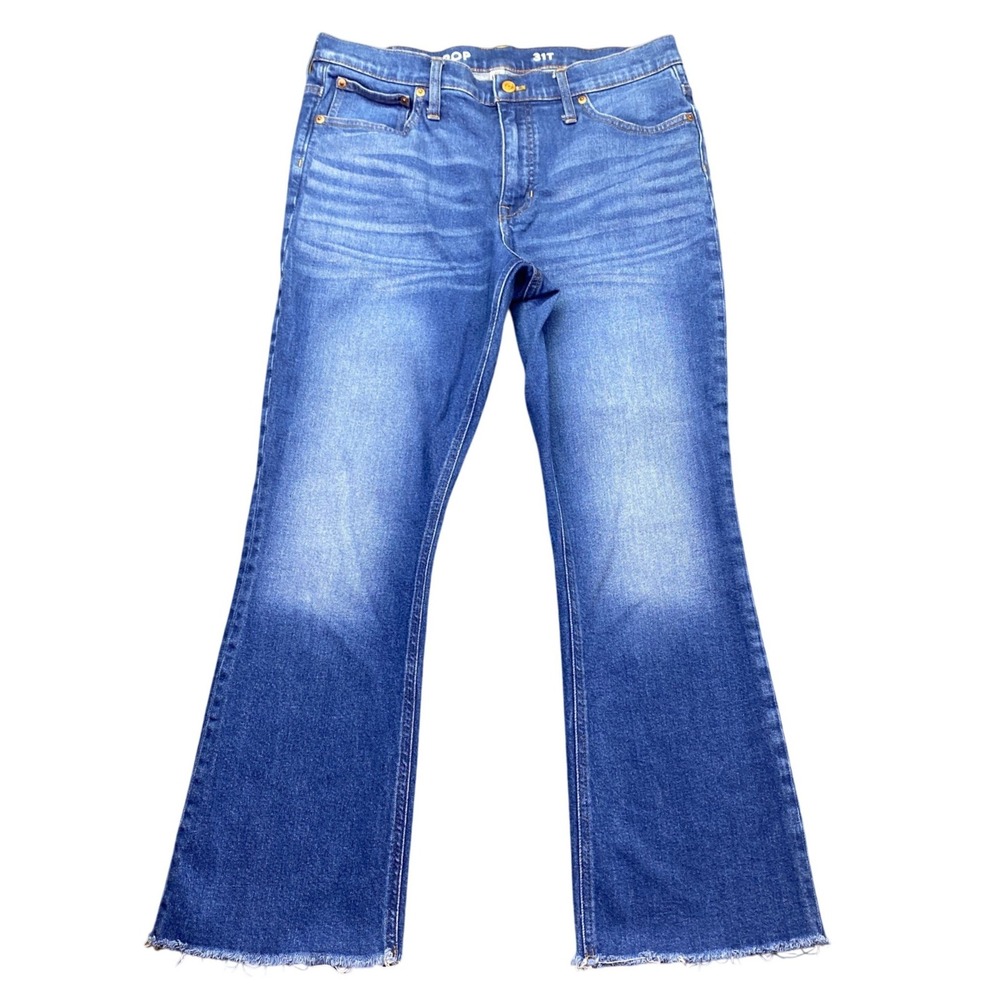 J. Crew Demi Boot Crop Jeans 31T Blue Frayed Hem Tencel Stretch BA630 Grunge